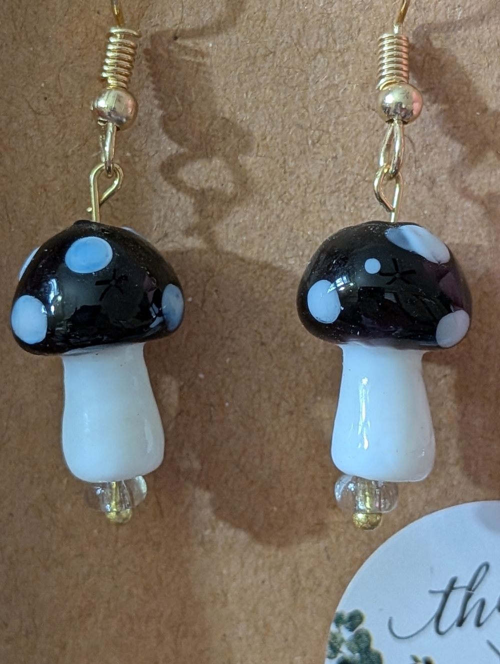 Glass Mushroom Drop Earrings